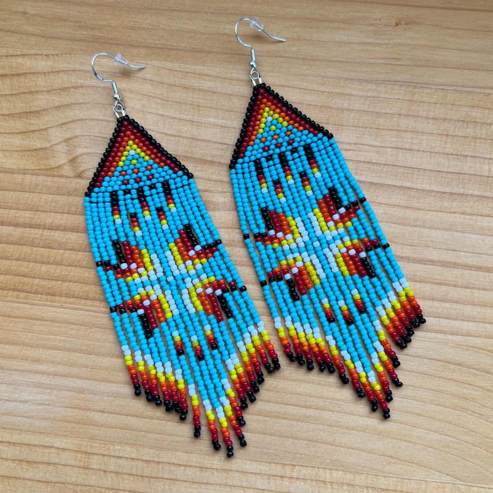 Handmade Beaded Fringe Earrings